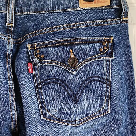 Levi's 515 Women's Med To Dark Wash Boot Cut Flap Button Pocket Jeans Size 12 - Picture 3 of 11